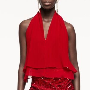 Zara red blouse with sexy back